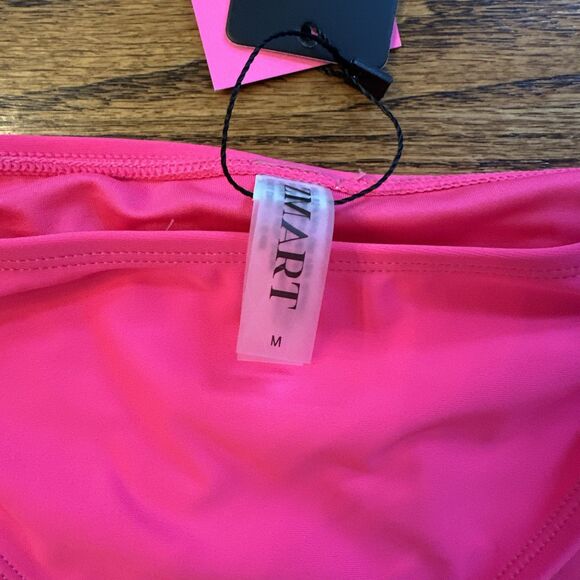 Zmart Strappy Women's Low Rise Neon Pink Bikini Bottoms Full Coverage Swim - M - Picture 2 of 7